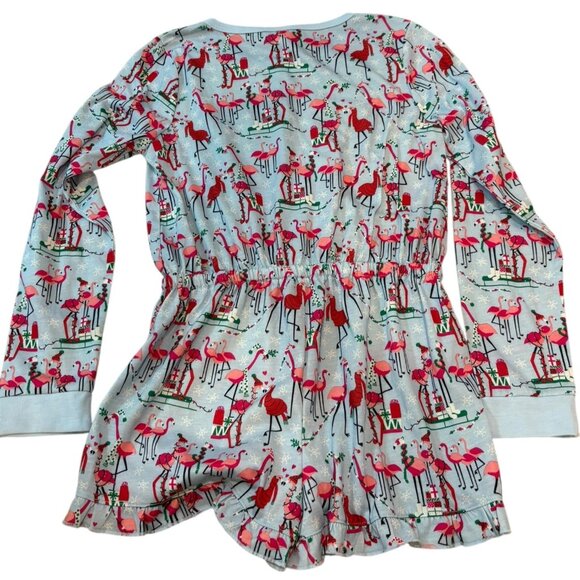 Tucker & Tate Girls Holiday Flamingo Print Long Sleeve Romper Pajamas XL (14/16) - Picture 3 of 4
